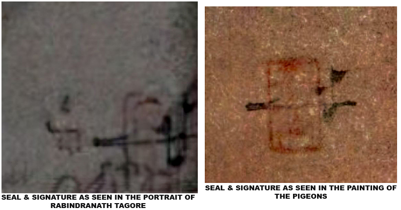 Comparison of Ardhendu Prasad Banerjee's artist seal for artwork authentication