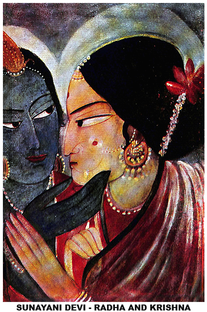 Painting by Sunayani Devi inspired by Indian folk traditions and Bengal School aesthetics