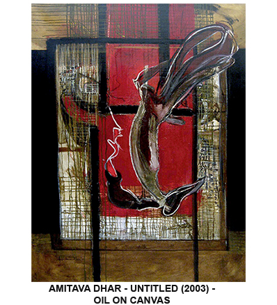 Abstract artwork by Amitava Dhar showcasing expressive colour and layered composition
