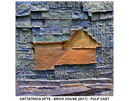 Handmade paper pulp artwork by Dattatraya Apte showcasing innovative contemporary printmaking