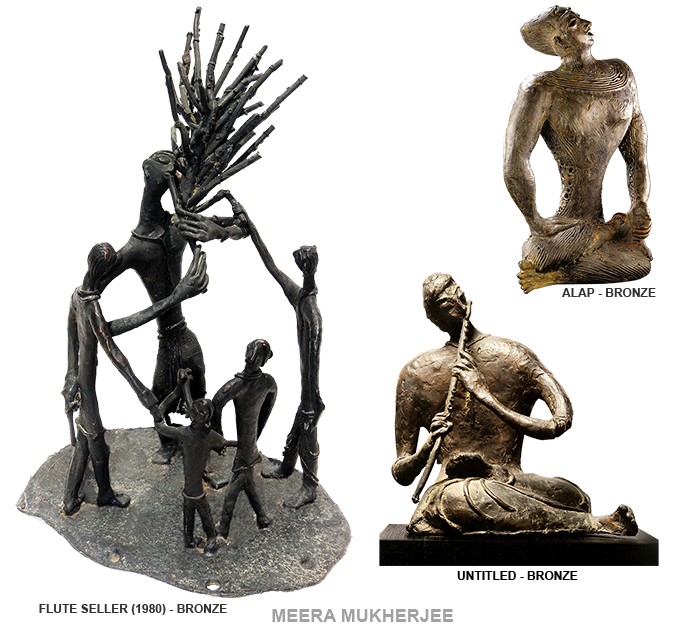 Bronze sculpture by Meera Mukherjee inspired by traditional Dhokra metal casting