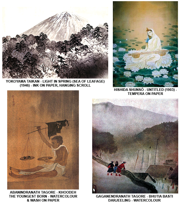 Japanese artists collaborating with the Bengal School and Santiniketan art movement
