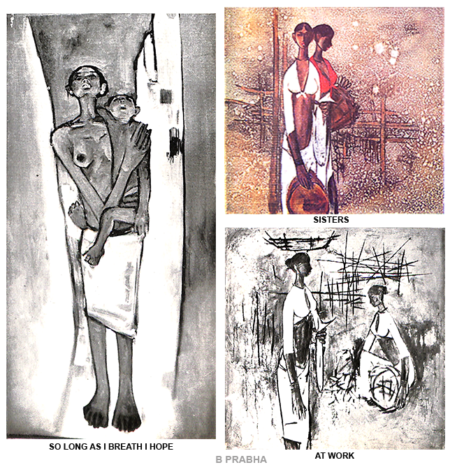 B. Prabha painting of an elongated rural Indian woman symbolising resilience and grace